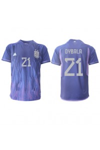 Argentiina Paulo Dybala #21 Jalkapallovaatteet Vieraspaita MM-kisat 2022 Lyhythihainen